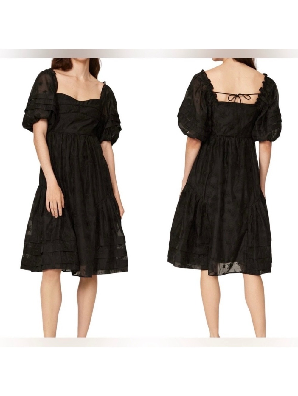 Hofmann Copenhagen Isabella babydoll structures Black Embroidered Puff Dress 4